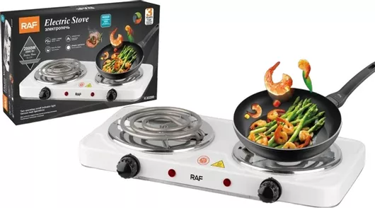 Επιτραπέζια Εστία Raf R.8020B Εμαγιέ Διπλή Λευκό