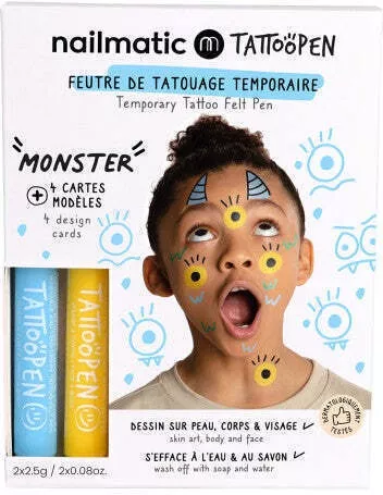 Σετ Ζωγραφικής Nailmatic BG-6-2954 Δέρματος Tattoopen με Σχέδια Monster
