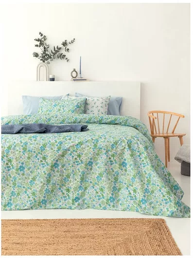 Σεντόνια Palamaiki King Size 260x265cm Floral Βαμβακερό Σετ 4τμχ Πράσινο