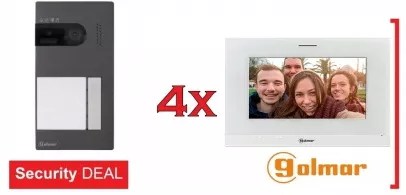 Σετ Θυροτηλεόρασης με Οθόνη & Κάμερα Golmar Soul Art ART7 S5114 για 4 Διαμερίσματα με Οθόνη 7''