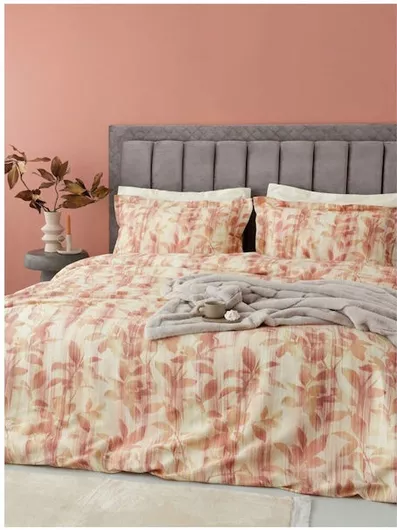 Μαξιλαροθήκη Palamaiki Floral 75x52cm Σετ 2τμχ Βαμβακοσατέν Oxford Μπεζ