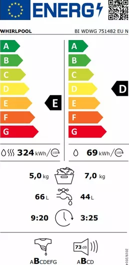 Πλυντήριο Στεγνωτήριο Ρούχων Whirlpool BI WDWG 751482 EU N 7kg/5kg 1400 Στροφές