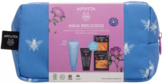Apivita Aqua Beelicious Tinted Σετ Περιποίησης για Ενυδάτωση & Καθαρισμό Προσώπου Tinted 4τμχ