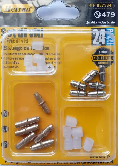 Στήριγμα Ραφιού από Μέταλλο Ασημί 5mm Σετ 24τμχ