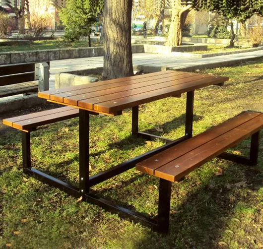 Τραπέζι Κήπου 5305 Πικ-Νικ Ξύλινο με Μεταλλικό Σκελετό 160x157x73cm