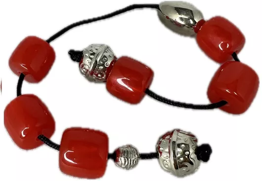 Μπεγλέρι Panora με Μεταλλικές Χάντρες Κόκκινο