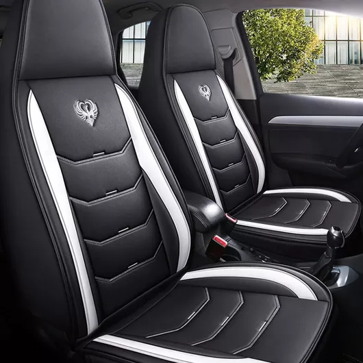 Καλύμματα Καθισμάτων Αυτοκινήτου Μπροστά Finix Δερματίνη Λευκό / Μαύρο 2τμχ 