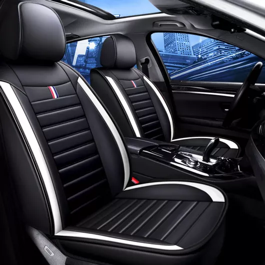 Καλύμματα Καθισμάτων Αυτοκινήτου Μπροστά Lux Δερματίνη Λευκό / Μαύρο 2τμχ 