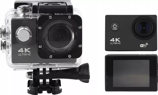 606481 Action Camera 4K Ultra HD Υποβρύχια (με Θήκη) με WiFi Μαύρο με Οθόνη 2"