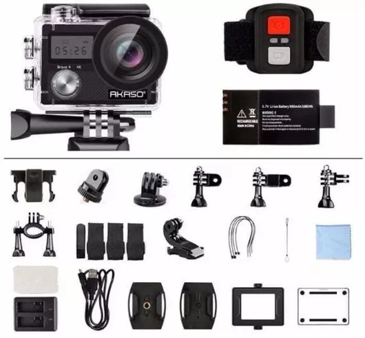 Action Camera Akaso Brave 4 4K Ultra HD Υποβρύχια με Θήκη με WiFi Μαύρο