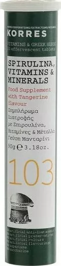 Korres Spirulina Vitamins & Minerals 20 αναβράζοντα δισκία Μανταρίνι