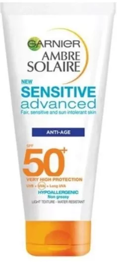 Αντηλιακή Κρέμα Προσώπου Garnier Ambre Solaire Sensitive Advanced Anti-Age SPF50 100ml
