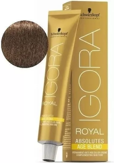 Μόνιμη Βαφή Μαλλιών Schwarzkopf Igora Royal Absolutes Age Blend 6-07 Ξανθό Σκούρο Μπρονζέ Φυσικό 60ml