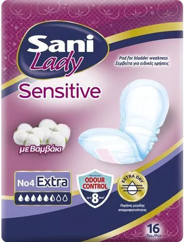Σερβιέτες Ακράτειας Sani Lady Sensitive Extra No4 16τμχ
