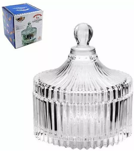 Φοντανιέρα Γυάλινη με Καπάκι 6.5x6.5x9cm Διάφανο