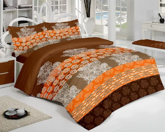 Σεντόνι Linea Home Υπέρδιπλο 220x240cm Εμπριμέ Σετ 2τμχ Καφέ