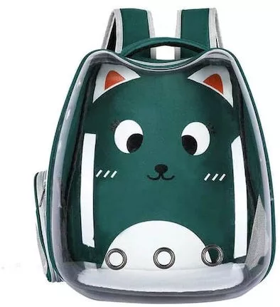 Τσάντα Μεταφοράς Γάτας 40x36x27cm με Σχέδιο Γάτας Πράσινο