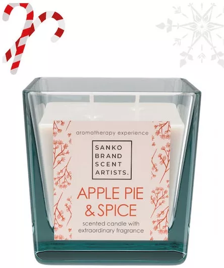 Αρωματικό Κερί Sanko Scent σε Βάζο με Άρωμα Apple Pie & Spice 200gr Λευκό