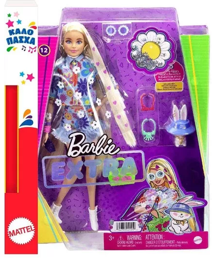 Παιχνιδολαμπάδα Mattel HDJ45 Barbie Extra Κούκλα Flower Power για 3+ Ετών