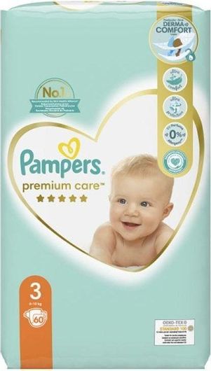 Πάνες Pampers με Αυτοκόλλητο Premium Care No. 3 για 6-10kg 180τμχ