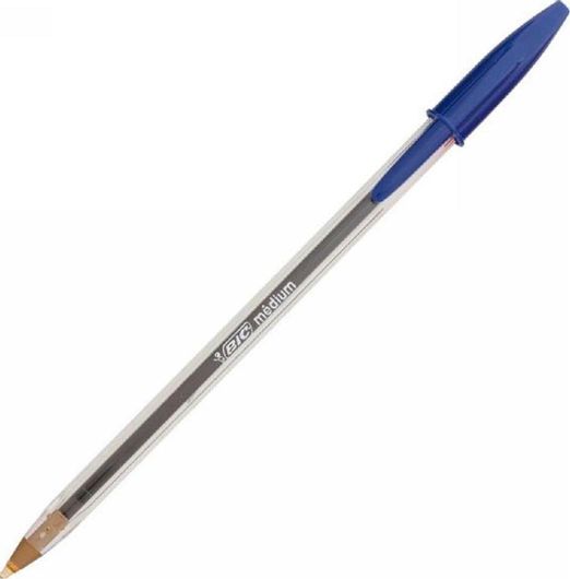 Bic Cristal Στυλό Ballpoint 1mm Διάφανο με Μπλε Μελάνι