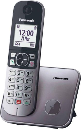 Panasonic KX-TG6851 Ασύρματο Τηλέφωνο με Ελληνικό Μενού Γκρι Μεταλλικό
