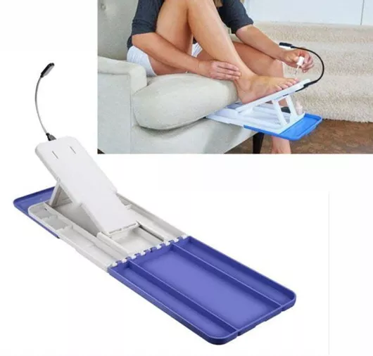 Αναδιπλούμενη Βάση Πεντικιούρ με Φωτισμό LED Και Αποθηκευτικό Χώρο