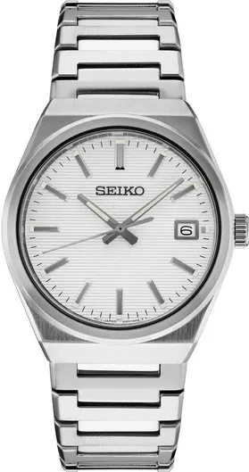 Ανδρικό Ρολόι Seiko SUR553P1 Μπαταρίας με Μεταλλικό Μπρασελέ Ασημί