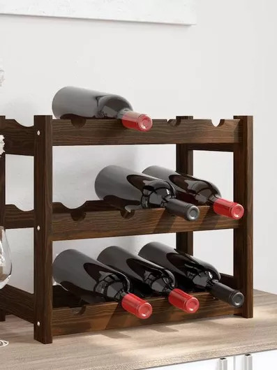 Κάβα Κρασιών vidaXL 373388 Ξύλινη για 12 Μπουκάλια Επιδαπέδια Καφέ