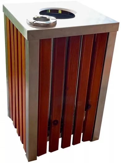 Κάδος Απορριμμάτων CE Ξύλινος 60lt Inox
