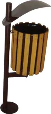 Κάδος Απορριμμάτων CE Ξύλινος Επίστυλος με Σκέπαστρο 30lt Καφέ