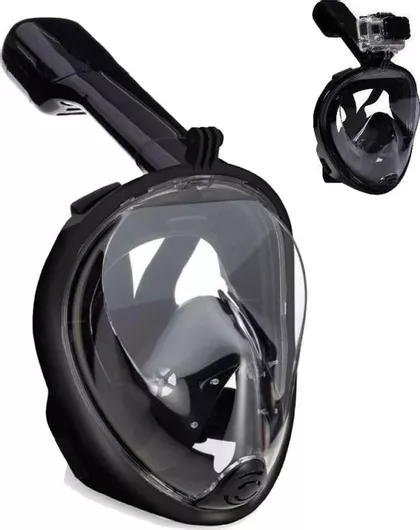 Μάσκα Θαλάσσης Full Face Ενηλίκων με Βάση για Action Camera για Κολύμβηση Μαύρο