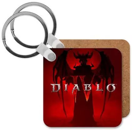Μπρελόκ Koupakoupa Ξύλινο Diablo IV Τετράγωνο MDF Κόκκινο