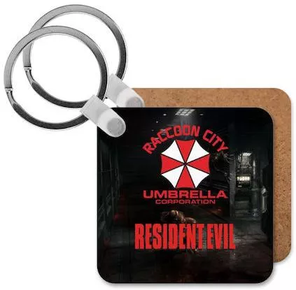 Μπρελόκ Koupakoupa Ξύλινο Resident Evil Τετράγωνο MDF Μαύρο / Κόκκινο