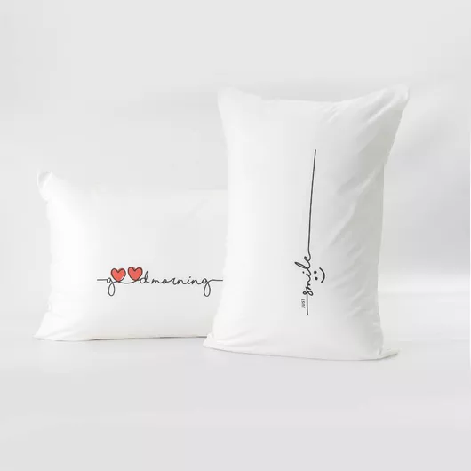Σετ Μαξιλαροθήκες Borea Home Textiles Good Morning 50x70cm Λευκό