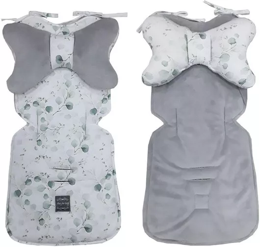 Στρώμα Καροτσιού Beboulino Leaves Διπλής Όψης 32x72cm Γκρι