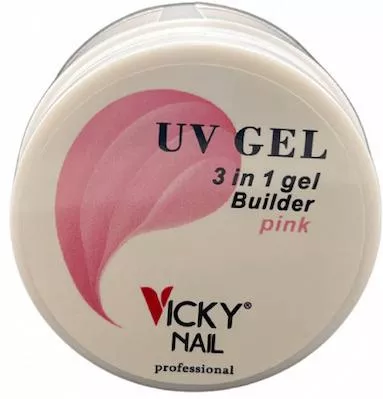 Gel Νυχιών Builder Gel 3 In 1 Vicky Nail Uv 15gr Ροζ
