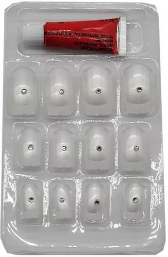 Tips Νυχιών PS-107706 Σετ 12τμχ Ασημί