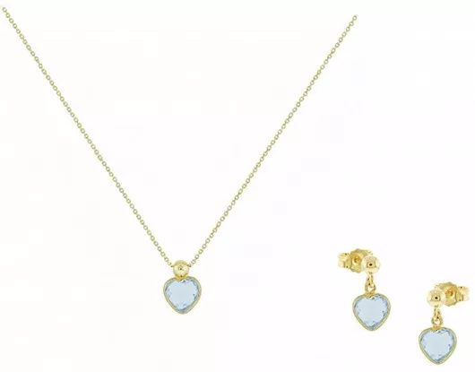 Σετ Κοσμημάτων Κολιέ & Σκουλαρίκια από Χρυσό 14Κ με Τοπάζι