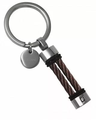 Μπρελόκ Silver Line Luxury από Ατσάλι Inox 7.5cm Ασημί/Μαύρο