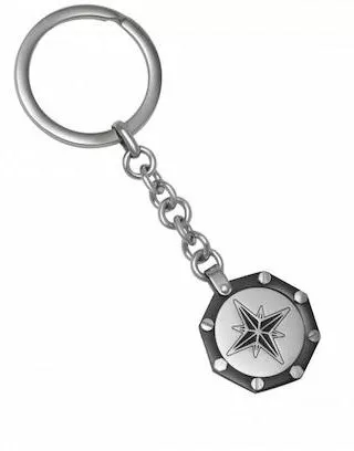 Μπρελόκ Silver Line Luxury Πυξίδα από Ατσάλι Inox 9cm Ασημί/Μαύρο