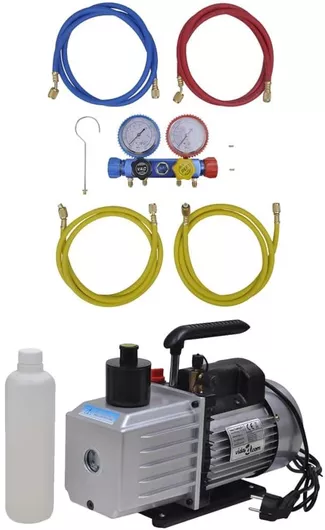 Αντλία Κενού vidaXL με Σετ Ελέγχου Πίεσης 4 Εξόδων για Κλιματιστικά 3100288