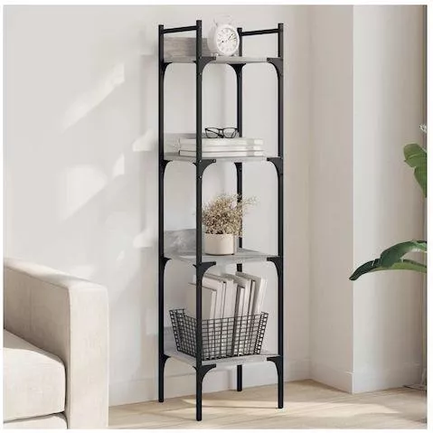 Βιβλιοθήκη vidaXL 4 Επιπέδων Sonoma Δρυς 35x30x138.5cm Γκρι
