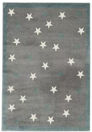 Παιδικό Χαλί Isexan Αστέρια 133x195cm Πάχους 12mm Carousel 1255 Μέντα Γκρι