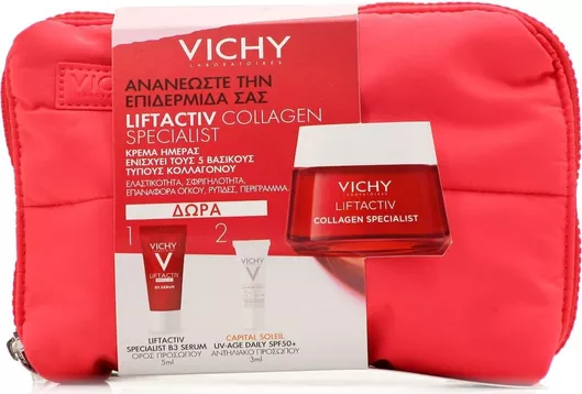 Σετ Περιποίησης Προσώπου Vichy Promo Liftactiv Collagen Specialist Cream & Specialist B3 Serum & Capital Soleil UV-Age Daily SPF50+ 58ml