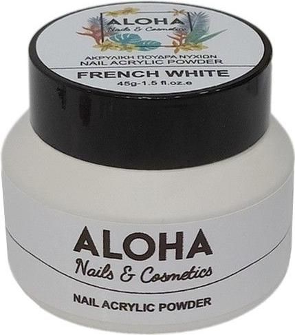 Ακρυλική Πούδρα Aloha για Τεχνητά Νύχια French White Λευκό Γαλλικού 45gr