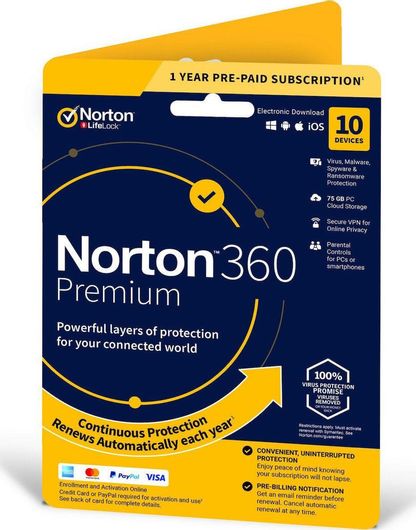 Antivirus Norton 360 Premium για 10 Συσκευές & 1 Έτος Χρήσης Ηλεκτρονική Άδεια