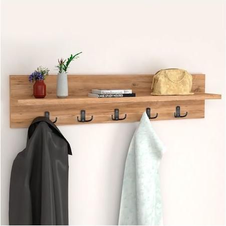 Κρεμάστρα Τοίχου Megapap Kery από Μελαμίνη Pine Oak 80x11x18cm