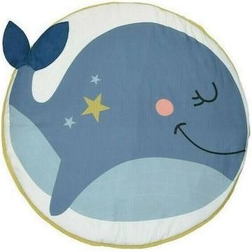 Παιδικό Χαλί Bebe Stars Whale Βαμβακερό 94x130cm Μπλε
