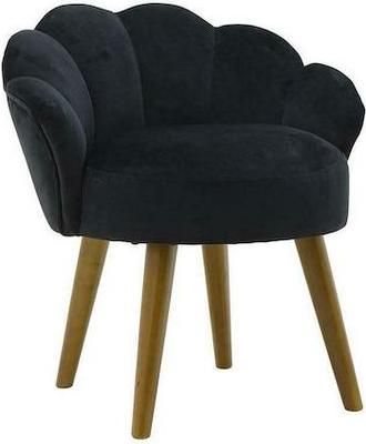 Σκαμπό Σαλονιού Inart με Πλάτη Επενδυμένο με Βελούδο Peacock Μαύρο 55x53x61cm